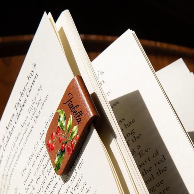 Personalized Magnetic Bookmark, Custom Leather Birth Flower Bookmark with Name, Unique Gift for Book Lovers, Birthday & Christmas Book Accessory