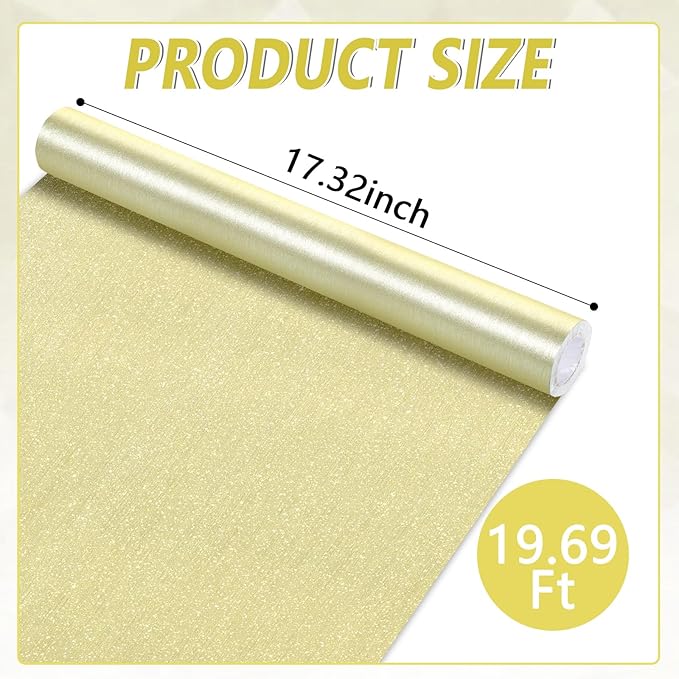 Qyeahkj 17in x 20ft Brushed Bulletin Board Paper Roll Bulletin Board Background Paper Fade Resistant Classroom Decoration Poster Art Craft Home Wall Education Decor Supplies Gold