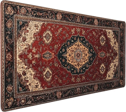 Extended Mouse Pad 35.4" x 15.7" - Vintage Persian Rug Desk Mat with Non-Slip Base, Traditional Oriental Carpet Design, Water Resistant, for Gaming, Office & Home Decor