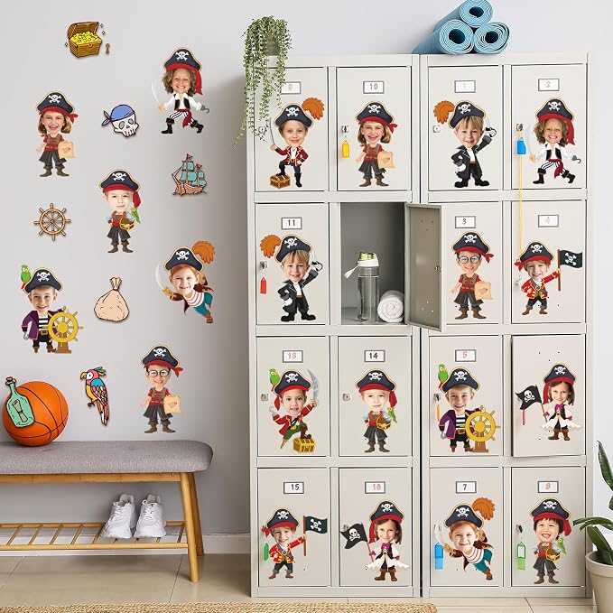 60pcs Pirate Cutouts Pirate Treasure Theme Bulletin Board Decorations Skull Hat Paper Cut-Outs Nautical Adventure Classroom Decor for Boy Girl DIY Craft Photo Kindergarten Preschool Wall Door Supplies