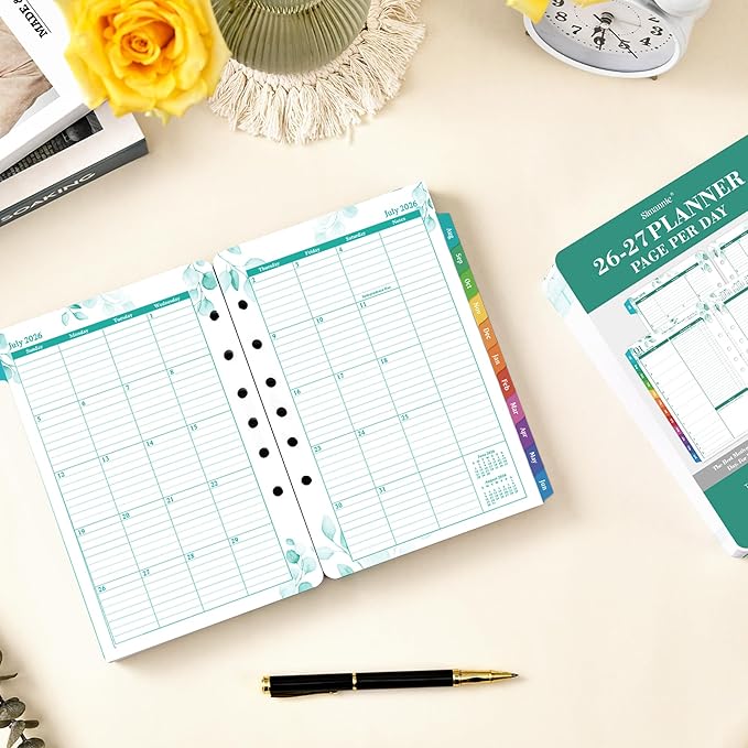 2026-2027 Planner Refills – JUL 2026 - JUN 2027 Planner Refills, Two Pages Per Day, Daily Planner 2026-2027, 5.5" x 8.4" Ring-Bound Organizer, Daily Tracker & Schedule, Coloful Tabs