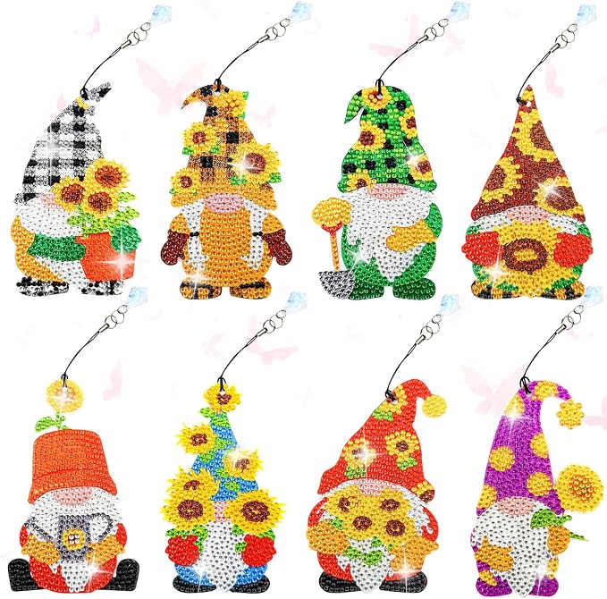LINGFANG 8 Pcs Diamond Painting Bookmark, Diamond Art Kit for Adults, DIY Book Makers for Book Lovers, Diamond Dot Beginners, Small Diamond Art Kit, Paint by Art Crafts Gift for Women Girls (Dwarf)