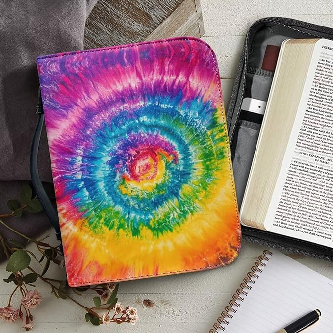 Tie Dye Bible Carrying Case for Women Colorful Bible Cases for Woman Church Bag Bible Accessories Gift Christian Gifts for Girls Men Women-Size 2XL