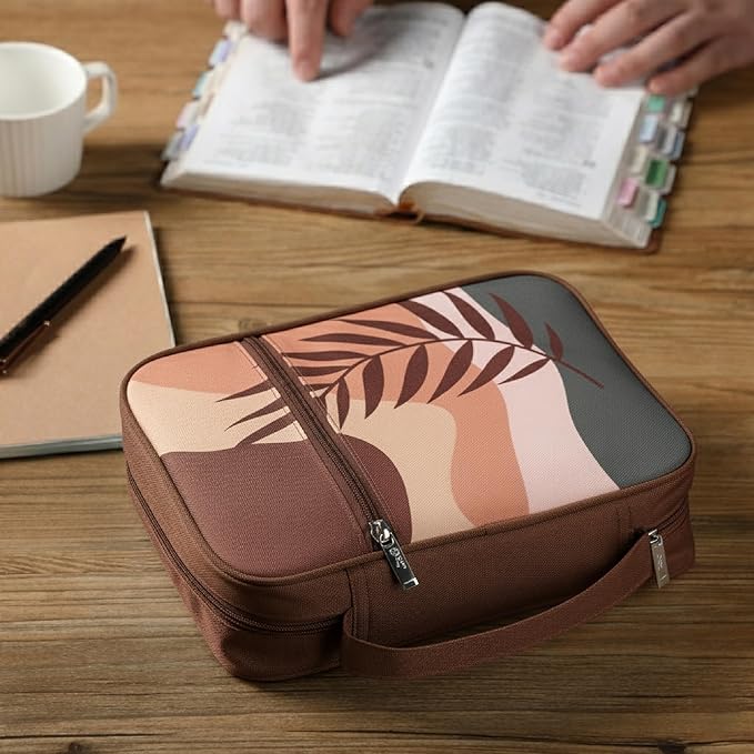 Mr. Pen- Bible Cover Case, Carrying Book Case with Durable Handle and Zippered Pocket, Bible Protective Church Bag for Men & Women, Christian Gifts, Retro Leaves