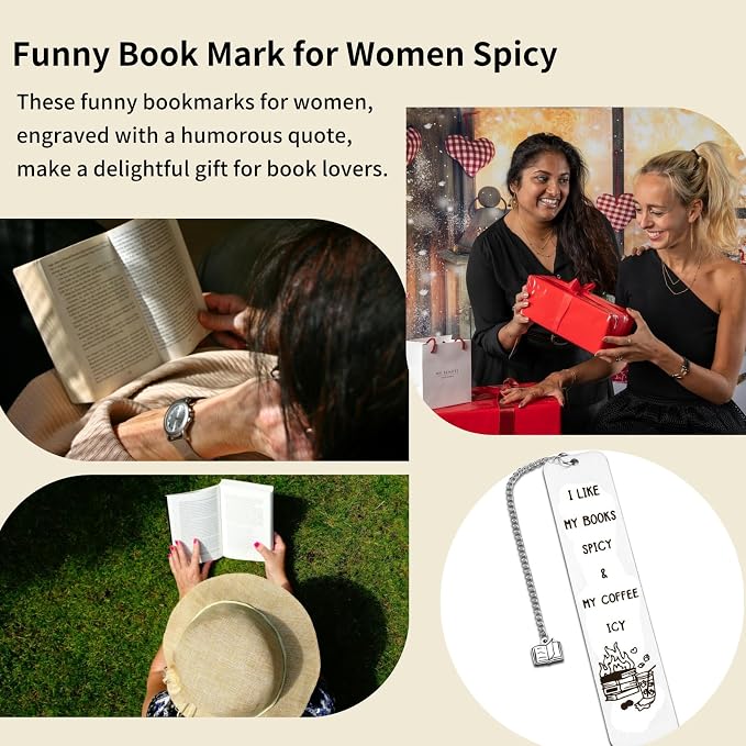 Spicy Book Marks for Reading Women, Friendship Birthday Gifts for Women, Coffee Lovers Gift Ideas for Readers, Book Loves, Book Club Gifts, Funny ChristmasGifts, Book Accessories