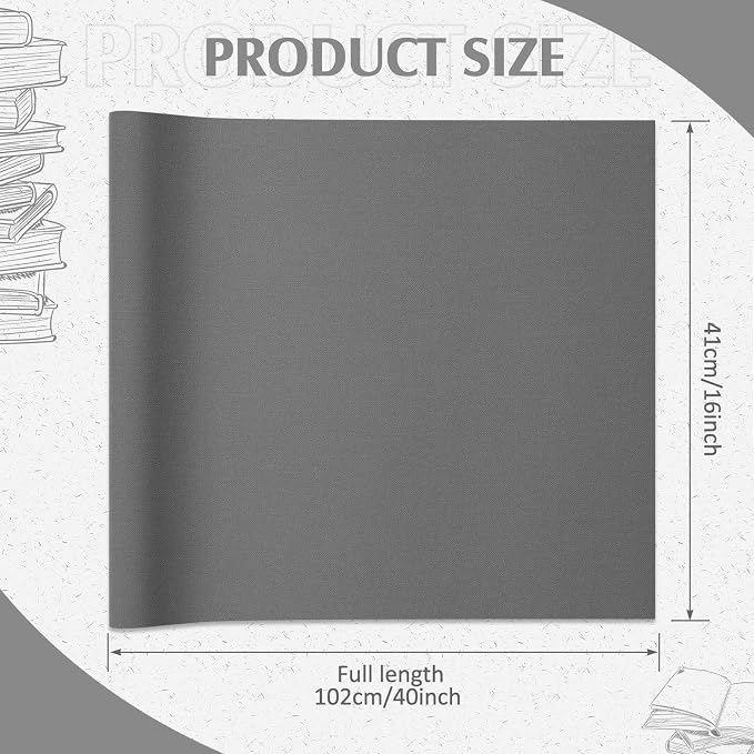 PerKoop Book Cloth for Book Binding 40 x 16 Inch Fabric Surface Paper Backed Bookcover Archival European Durable Strong Bookbinding Supplies Cover Books Album Scrapbooking (Gray)