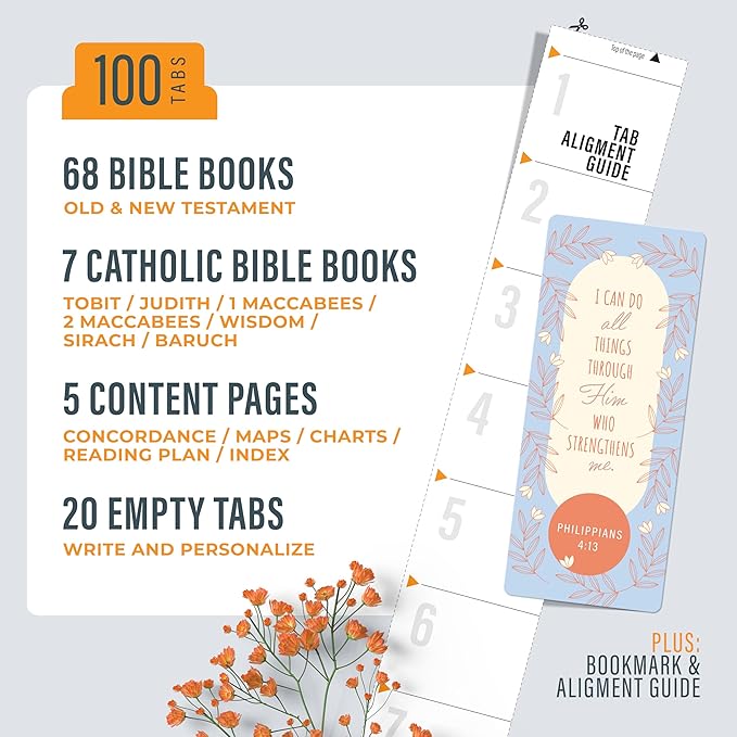 OFFILICIOUS Bible Book Tabs, 100 Soft-Touch, Laminated Bible Tabs Blue, Green, Brown for Jesus Bible, Protestant & Catholic Bible Tabs, Bible Tabs for Women, Men & Kids