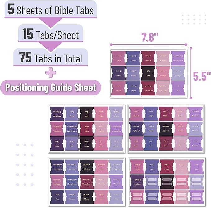 Mr. Pen- Bible Tabs, 75 Tabs, Berry Bloom, Gold Foil Embossed Lettering, Laminated Bible Tabs for Women and Men, Bible Tabs for Study Bible Index Tabs, Bible Book Tabs, Bible Labels Tabs