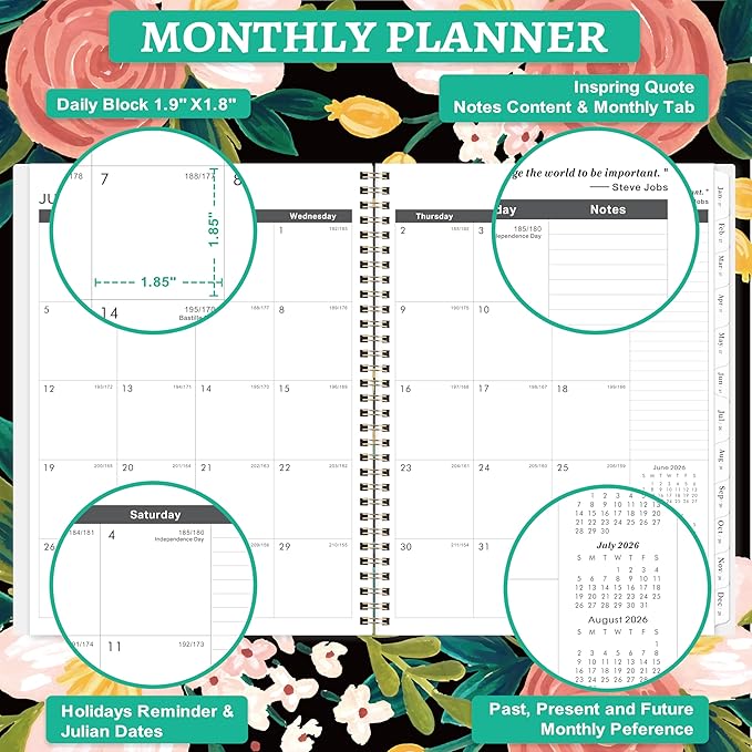 2026-2028 Monthly Planner/Calendar - 2 Year Planner, Jul 2026 - Jun 2028, Monthly Calendar 2026-2028 with Two-Side Pocket, 9'' x 11'', Tabs, Sturdy Binding