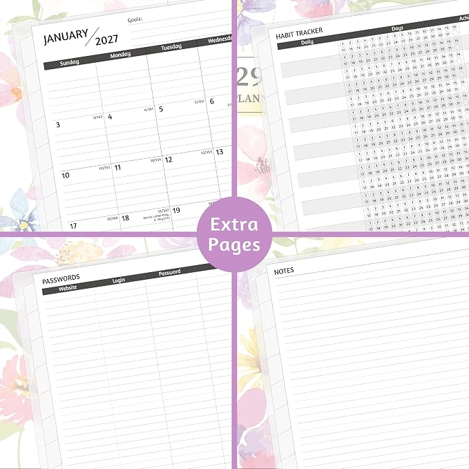 Monthly Planner 2027-2029, 36 Months Calendar Planner 2027-2029 from Jan 2027 – Dec 2029, 8.5'' x 11'' with Ruled Spread, Flexible Cover, Spiral Wirebound, Pocket, Coated Tabs, Notes ＆ Habit Tracker