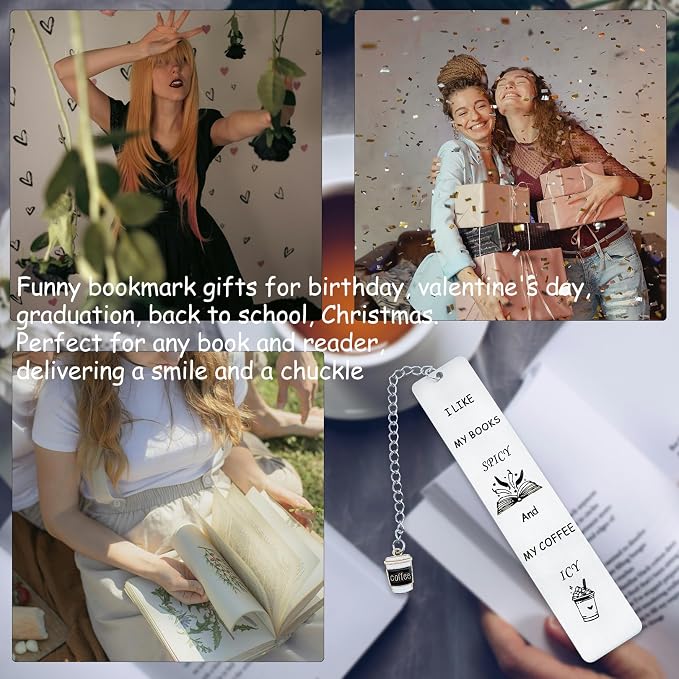 Spicy Bookmarks for Women, Friendship Reading Gifts for Girls, Coffee Lovers Book Lovers Gift for Readers, Funny Gag Birthday Christmas Gifts for Her, Book Club Gift Idea
