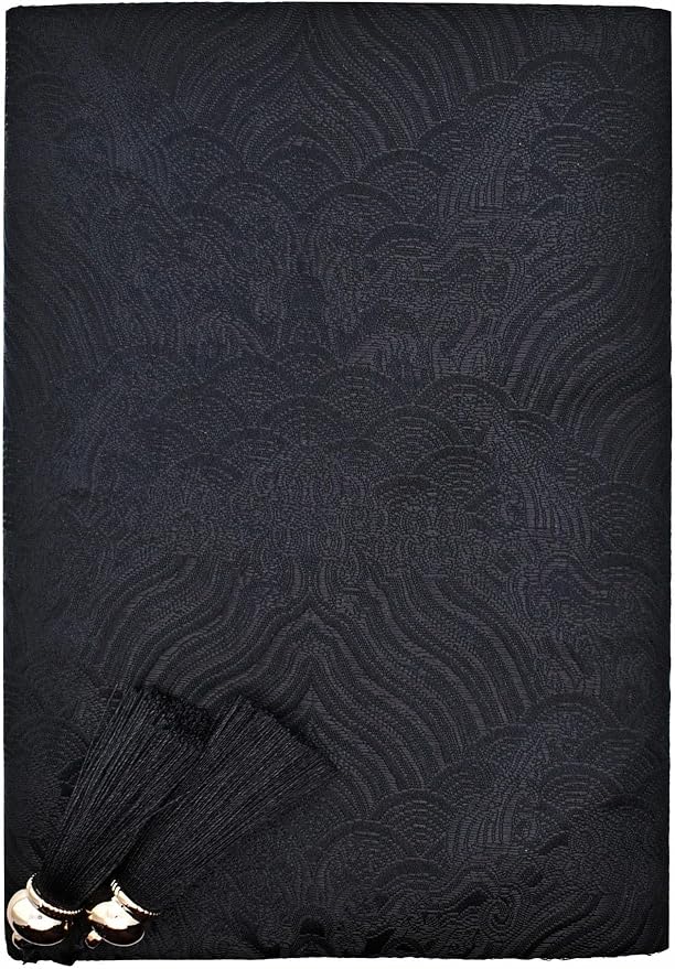 BLBMH A5 Journal Cover | Non-Stretch Fabric Notebook Sleeve with Bookmark, Handmade 5.5x8.3 Washable Privacy Protector for Paperback Bible, Gift for Women - Chinese Black