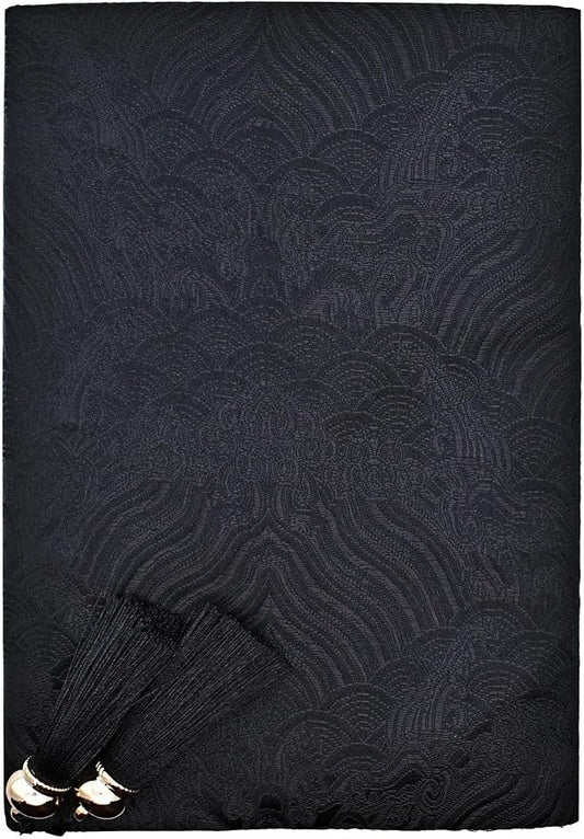 BLBMH 5.5x8.5 Fabric Bible Cover Non-Stretch | Built-in Bookmark | Handmade Washable Book Sleeve for Paperback Journal Privacy Reading Gift for Women - Chinese Black