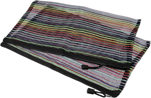 MECCANIXITY Mesh Zipper Pouches, A4 Colorful Pencil Case Document File Bags Storage Organizer for Office Supply Travel Accessory, Black Pack of 6