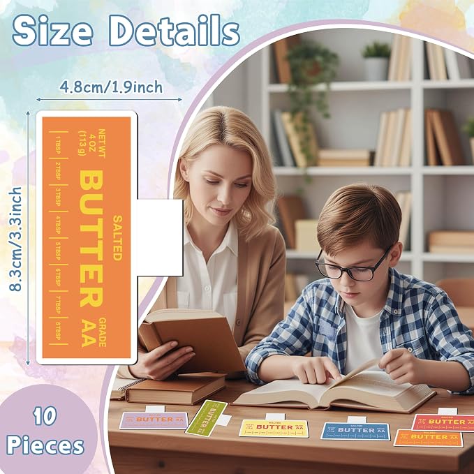 Laffact Butter Stick Magnetic Bookmarks - 10Pcs Butter Stick Shaped Reading Bookmark Books Tracker, Double-Sided Keep Reading Page Clip Marker Book Club Bookish Gifts for Book Lovers Readers Birthday