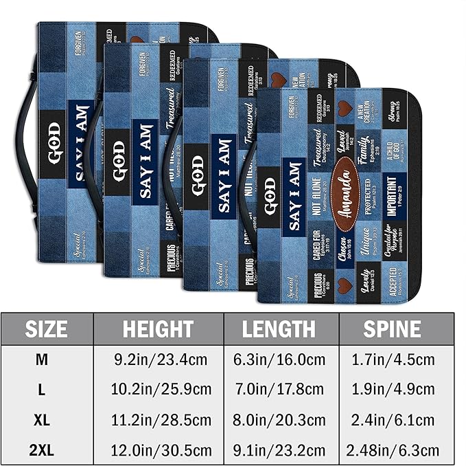 Personalized Bible Cover for Men, Christian Bible Case PU Leather, Jeus Bags Religious Appreciation Gifts for Women Girls Daughter Christian with Handle Zipper (BIBLE-09, M-2XL)