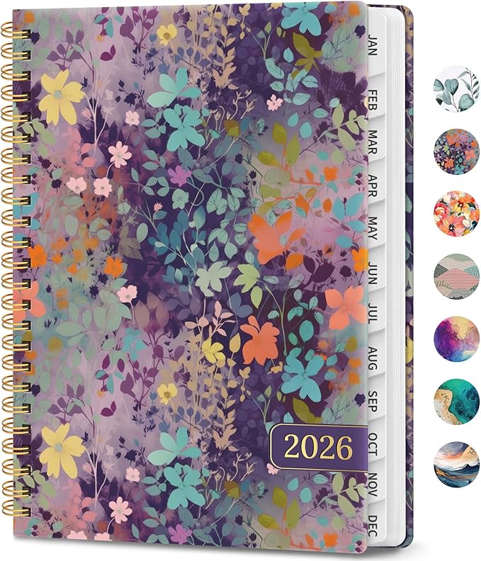 2026 Planner, Weekly and Monthly Calendar Planner Book, January 2026 - December 2026, Hardcover Spiral Planner with Monthly Tabs, Notes Pages, Perfect for Women & Men, A5 (6.4" x 8.5") - Violet