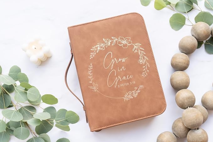 Bible Cover Case for Women - Minimalist Design Debossed Bible Case, Large Bible Covers for Women – Bible Accessories (BrownGold)