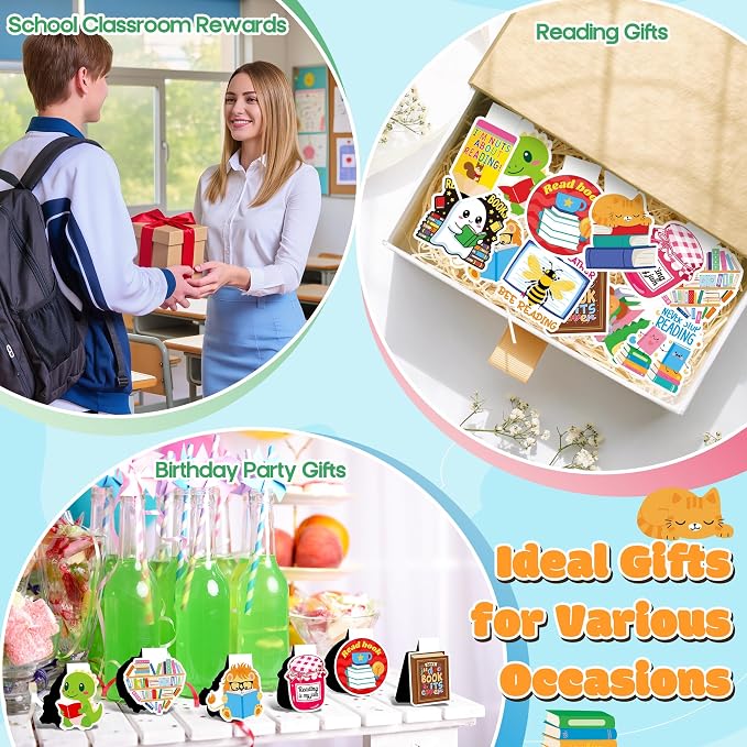 24Pcs Magnetic Bookmarks for Reading - Super Cute Library Booklist Nerd Themed Book Marker, Bookish Reading Page Marker Clip Bookish Nerd Gift for Reader Graduation Back to School Rewards Birthday