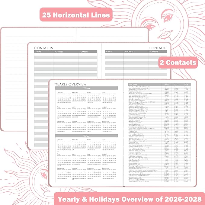 Planner 2026-2026 Planner, Jan 2026 - Dec 2026, 5.75" x 8.25", 2026 Weekly and Monthly Planner, Faux Leather planners 26 with Back Pocket & 40 Notes Pages - Rose Gold