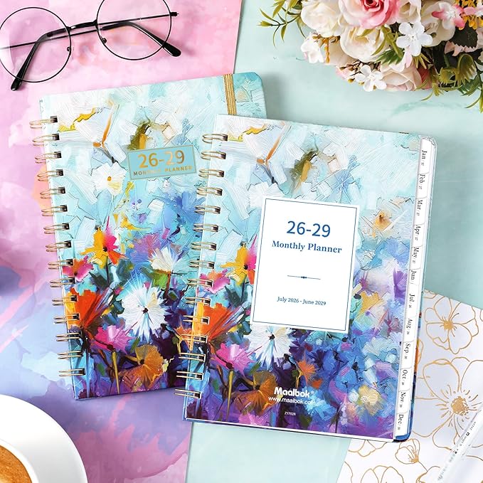 2026-2029 Monthly Planner/Calendar - 3 Year Monthly Planner 2026-2029, July 2026 - June 2029, 6.3" x 8.4", 36 Monthly Planner with Tabs, 29 Notes Pages, Hardcover, Inner Pocket - Oil Painting