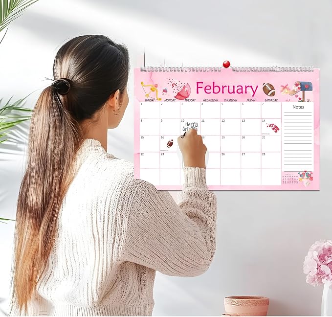 Watercolor Desk Calendar 2025-2026 with Seasonal Monthly Holiday Planner Stickers24 Months Large Deskpad Calendar 17x11"