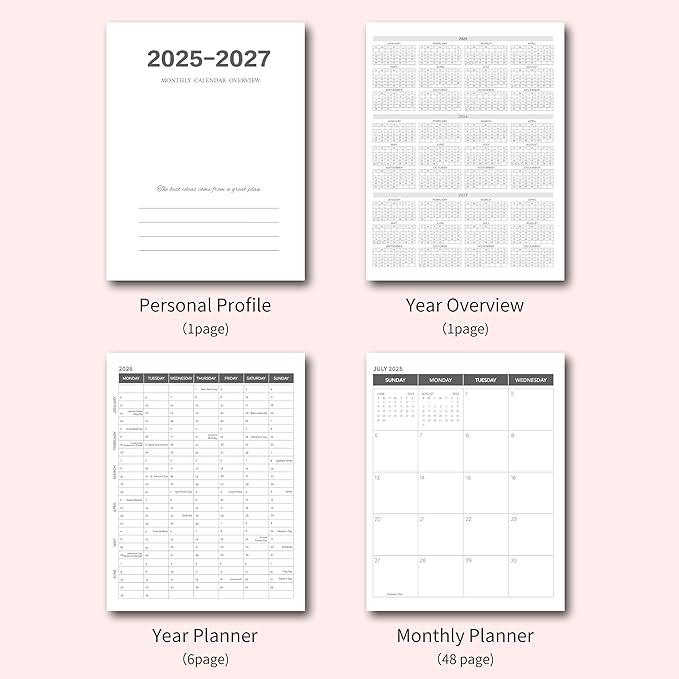 Monthly Planner 2026-2027, 2026 Calendar 18 Months Planner, January 2026 - June 2027, 8.5" x 11", 2026 Academic Calendar Hard PVC Cover with Spiral Bound, Perfect for School & Office for Women & Men
