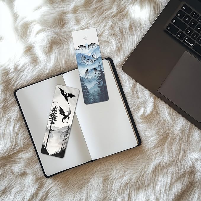 TwoDays Fantasy Merch Bookmarks for Book Lovers, Tarot Witchy Dragons Gothic Horror Book Accessories for Bookish Gifts (Set of 10, 6'' X 2'')