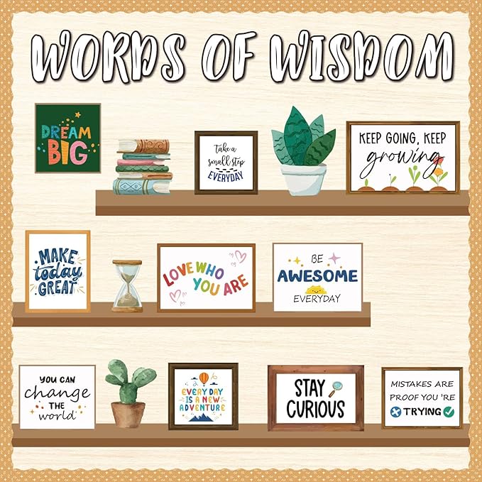 Bulletin Board Decorations for Classroom, Bookshelf Motivational Classrom Decor, Greenery Mental Health Bulletin Board Sets for Teacher Welcome Back to School Classroom Library Door Wall Decor