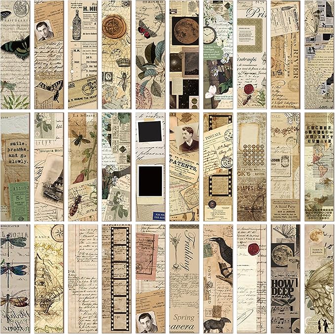 Wxiben Vintage Aesthetic Bookmarks Gifts - 120 Pcs Retro Natural Paper Bookmarks Butterfly Plant Insect Book Marks Page Marker Clip for Women Men Book Lovers Office Bookish Reading Supplies