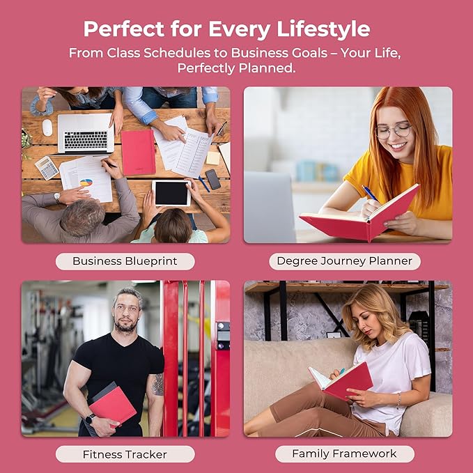 Weekly Monthly 2026-2027 Planner (July 26-Dec 27),11.5"x8.5",18 Months Agenda Plan with Month Tabs & Pocket,Expenses/Note Pages, Academic Calendar with Vegan Leather Cover,Rose Red