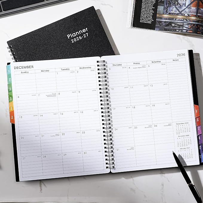 Planner 2026-2027 - 8'' x 10'', JUL 2026 to JUN 2027, 2026-2027 Calendar, Weekly and Monthly, with Monthly Tabs, Yearly Planner 2026-2027, Calendar Planner with Twin-wire Binding, Flexible Cover
