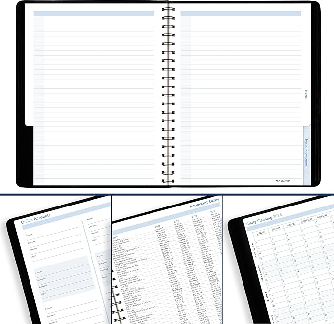 AT-A-GLANCE 2026 Appointment Book Planner, Weekly, 8" x 11", Large, The Action Planner, Black (70EP010526)