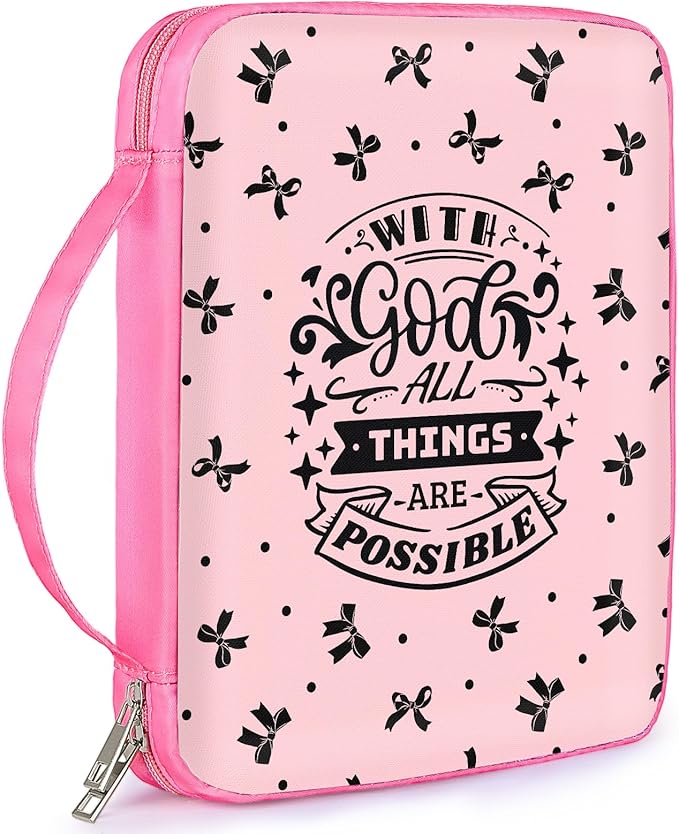 ICOSY Bible Cover Case for Women Girls Kids Bible Bag Case with Handle Kids Girls Bible Study Accessories Supplies