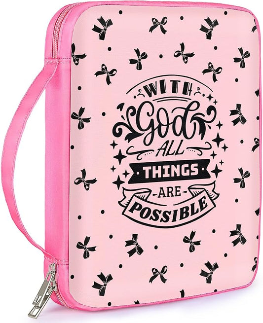 ICOSY Bible Cover Case for Women Girls Kids Bible Bag Case with Handle Kids Girls Bible Study Accessories Supplies