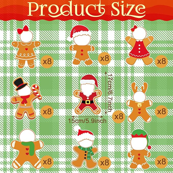 Gersoniel 72 Pcs Christmas Gingerbread Man DIY Paper Cutouts Xmas Bulletin Board Decoration Christmas Cutouts Cartoon Decoration for Xmas Holiday Festival Party Supplies Photo Crafts Home Decor