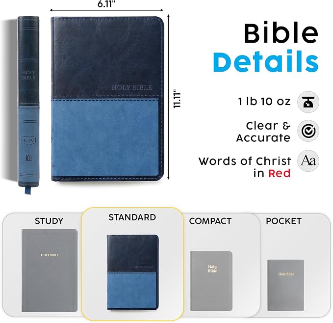 Printualist Personalized KJV Value Thinline Holy Bible with Name Engraved, Red Letter King James Version, Faux Leather Navy Cover, Custom Gift Bible for Christian Celebrations