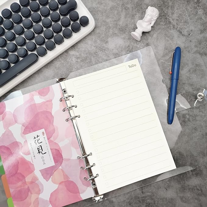 Zelten 1 Pack A5 45 Sheets/90 Pages Todo Loose Leaf Punched Paper Refills Paper for 6 Hole Binder Personal Organizer Diary Notebook Refillable Planner