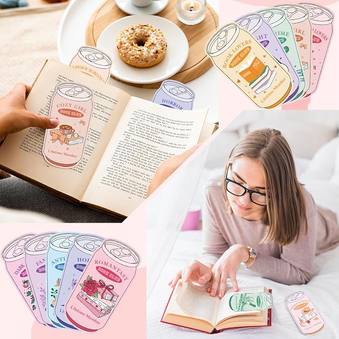 240 Pcs Drinks Soda Book Club Bookmarks Bulk Funny Magic Themed Bookmarks Funny Funny Soda Shaped Bookmark Dark Romance Reading Bookmark Reading Gift for Books Lover Women Men Library Reading Reward