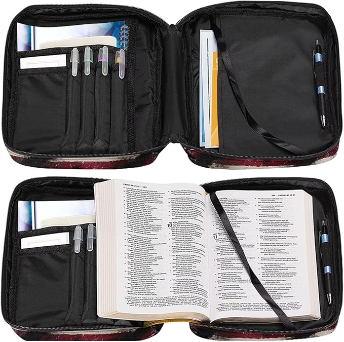 Fire American Football Flag Pattern Bible Covers for Women & Men, Bible Case and Organizer Bible Carrying Case with Zippered Pocket Bible Protective Bag