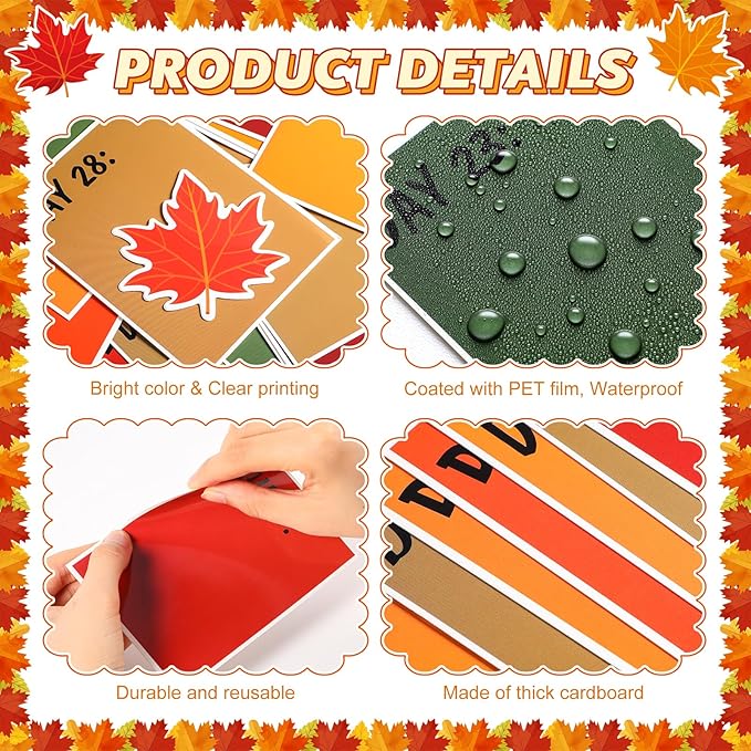 Pajean Thanksgiving Bulletin Board 30 Days of Thankfulness Maple Leaves Cutout Fall Classroom Decorations for School Classroom Home Office Wall Door Decor Supplies