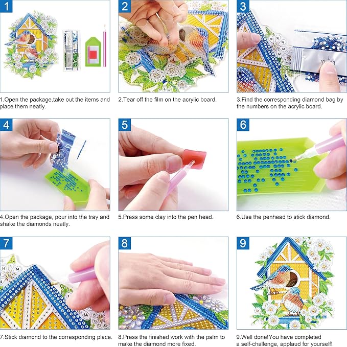ARTopet 6Pcs DIY Diamond Art Painting Bookmarks with Colorful Butterfly Pendant PET Bookmark Ornament Double Sided Pattern Single Sided Diamond Book Marker Clip Gifts Tags-04