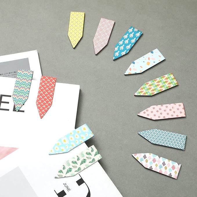 Tenare 108 Pieces Magnetic Bookmarks Bulk for Women Mini Arrow Shaped Floral Magnetic Page Book Markers Cute Bookmark Clips Gift for Student Teacher School Office Reading Supplies, Colorful 18 Styles