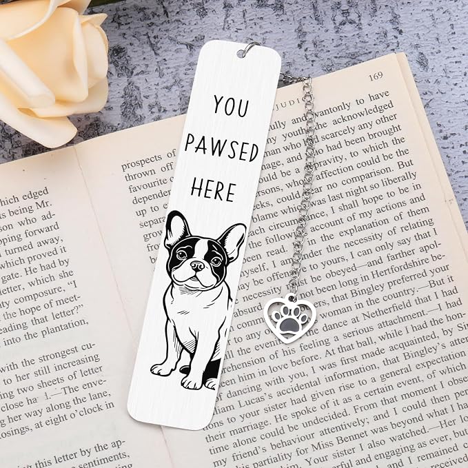 French Bulldog Gifts, Dog Bookmark for Dog Lovers Gifts for Women, Book Marks for Reading Women, Dog Mom Dad Birthday Christmas, Reading Accessories, Pet Owner Page Marker Dog Themed Book Club Gifts