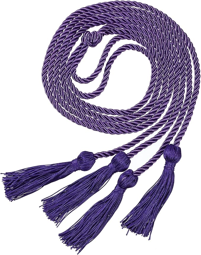 Graduation Double Honor Cords with Tassels Braided Academic Ropes for High School College Ceremony 68 Inch (Purple)