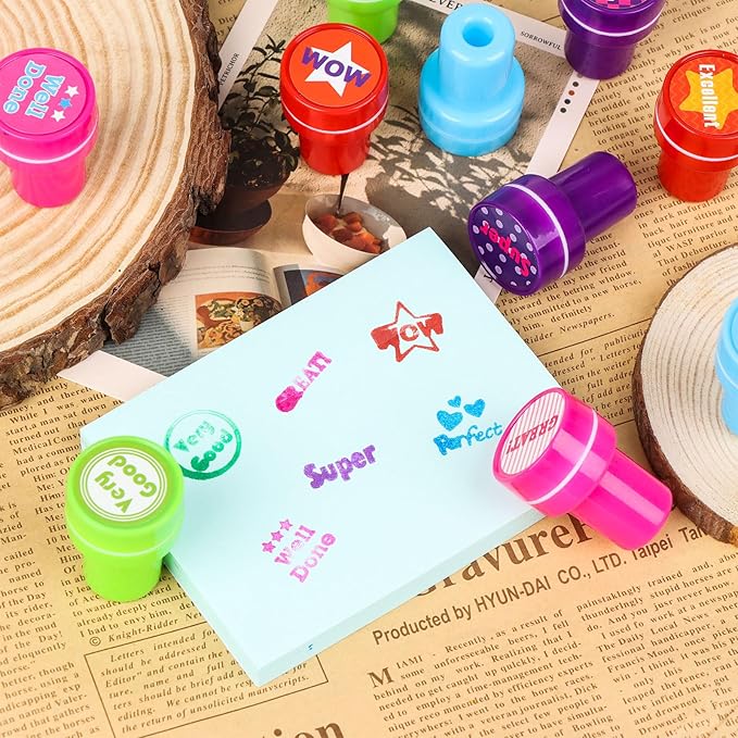 20 PCS Teacher Stamps for Classroom Self-Inking Teacher Reward Stamps Motivational Encouraging Stamp Colorful Stamp for Teachers Homeschool Class Prizes, 10 Motivational Designs
