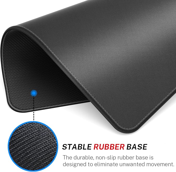 MROCO Essential Gaming Mouse Pad, 50% Expanded Size, 14 x 11 in, Black | Extended Size, Anti-Fray Stitched Edges, Premium Textured Surface, Non-Slip Rubber Base, Water & Stain Resistant Protection