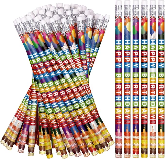 Birthday Pencils for Students Happy Birthday Pencil Bulk Colorful Wood Pencils Teacher Classroom Birthday Gifts Party Supplies (72)