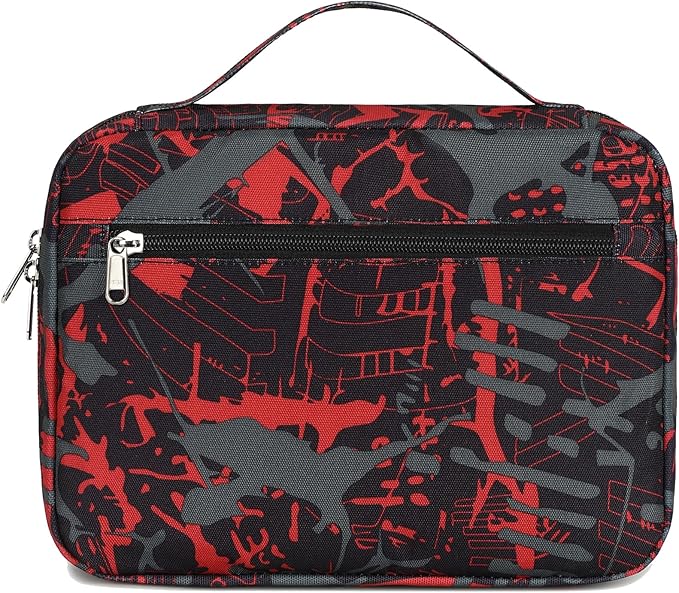 Octsky Bible Cover Carrying Book Case Church Bag Bible Protective with Handle and Zippered Pocket, Graffiti Red