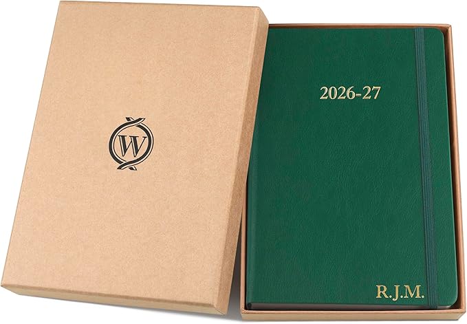 Wykeham's Executive 2026-27 Daily Journal Planner – Customization Available – Mid-Year Academic Diary (Personalized Racing Green, 8.5"×5.5")